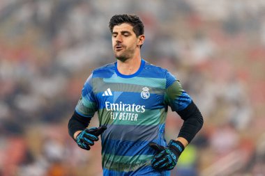 Thibaut Courtois, Club Atletico de Madrid ile Real Madrid (Maciej Rogowski / Ball Raw Images) arasında oynanan yarı final maçında görüldü.)