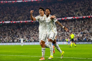 Atletico de Madrid ve Real Madrid (Maciej Rogowski / Ball Raw Images) arasında oynanan İspanyol Supercup yarı final maçında Rodrygo kutlaması)