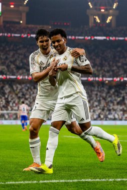 Atletico de Madrid ve Real Madrid (Maciej Rogowski / Ball Raw Images) arasında oynanan İspanyol Supercup yarı final maçında Rodrygo kutlaması)