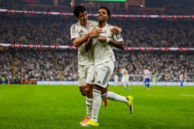 Atletico de Madrid ve Real Madrid (Maciej Rogowski / Ball Raw Images) arasında oynanan İspanyol Supercup yarı final maçında Rodrygo kutlaması)