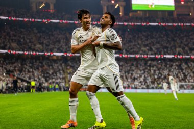 Atletico de Madrid ve Real Madrid (Maciej Rogowski / Ball Raw Images) arasında oynanan İspanyol Supercup yarı final maçında Rodrygo kutlaması)