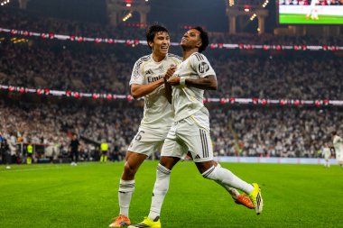 Atletico de Madrid ve Real Madrid (Maciej Rogowski / Ball Raw Images) arasında oynanan İspanyol Supercup yarı final maçında Rodrygo kutlaması)