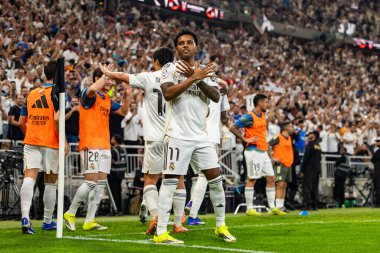 Atletico de Madrid ve Real Madrid (Maciej Rogowski / Ball Raw Images) arasında oynanan İspanyol Supercup yarı final maçında Rodrygo kutlaması)