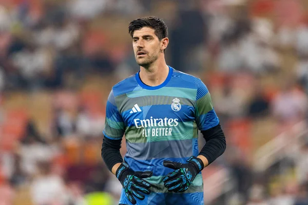 Thibaut Courtois, Club Atletico de Madrid ile Real Madrid (Maciej Rogowski / Ball Raw Images) arasında oynanan yarı final maçında görüldü.)