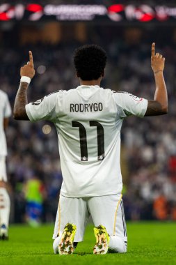 Atletico de Madrid ve Real Madrid (Maciej Rogowski / Ball Raw Images) arasında oynanan İspanyol Supercup yarı final maçında Rodrygo kutlaması)