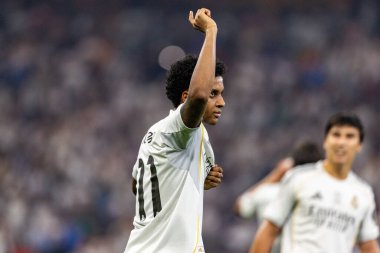 Atletico de Madrid ve Real Madrid (Maciej Rogowski / Ball Raw Images) arasında oynanan İspanyol Supercup yarı final maçında Rodrygo kutlaması)