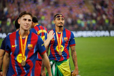 FC Barcelona ve Real Madrid (Maciej Rogowski / Ball Raw Images) takımları arasında oynanan İspanya Süper Kupa Finali sırasında Raphinha görüldü.)