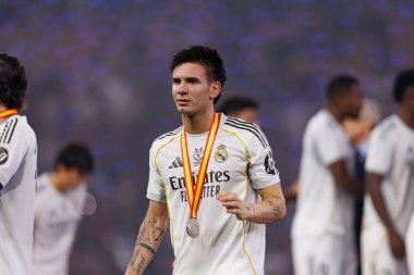 Franco Mastantuono, FC Barcelona ve Real Madrid (Maciej Rogowski / Ball Raw Images) takımları arasında oynanan İspanya Süper Kupa Finali sırasında görüldü.)