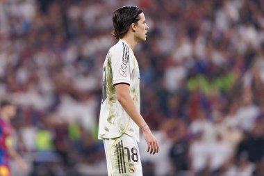 Alvaro Carreras, FC Barcelona ve Real Madrid (Maciej Rogowski / Ball Raw Images) takımları arasında oynanan İspanya Süper Kupa Finali sırasında görüldü.)