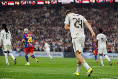 Dean Huijsen, FC Barcelona ve Real Madrid (Maciej Rogowski / Ball Raw Images) takımları arasında oynanan İspanya Süper Kupa Finali sırasında görüldü.)