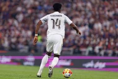 Aurelien Tchouameni, FC Barcelona ve Real Madrid (Maciej Rogowski / Ball Raw Images) takımları arasında oynanan İspanya Süper Kupa Finali sırasında görüldü.)