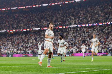 Gonzalo Garcia, FC Barcelona ve Real Madrid (Maciej Rogowski / Ball Raw Images) takımları arasında oynanan İspanya Süper Kupa Finali maçında gol attıktan sonra kutlama yaparken görüldü.)