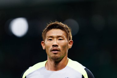 Hidemasa Morita, Liga Portekiz maçı sırasında Estadio Jose Alvalade 'deki Casa Pia AC (Maciej Rogowski / Ball Raw Images) takımları arasında görüldü.)