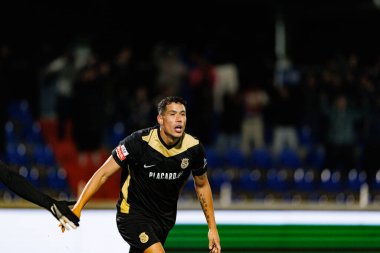 Sandro Lima, FC Alverca ve Moreirense FC (Maciej Rogowski / Ball Raw Images) takımları arasında oynanan Liga Portekiz maçında gol attıktan sonra kutlama yaparken görülüyor.)