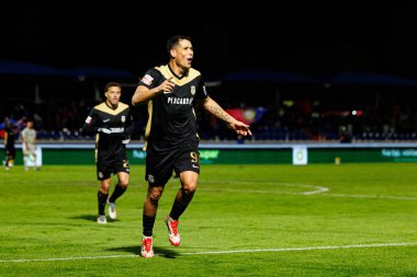 Sandro Lima, FC Alverca ve Moreirense FC (Maciej Rogowski / Ball Raw Images) takımları arasında oynanan Liga Portekiz maçında gol attıktan sonra kutlama yaparken görülüyor.)