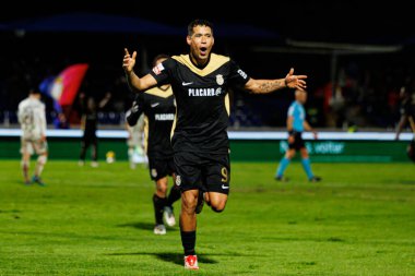 Sandro Lima, FC Alverca ve Moreirense FC (Maciej Rogowski / Ball Raw Images) takımları arasında oynanan Liga Portekiz maçında gol attıktan sonra kutlama yaparken görülüyor.)
