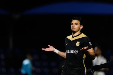 Nabil Touaizi, FC Alverca ve Moreirense FC (Maciej Rogowski / Ball Raw Images) takımları arasında oynanan Liga Portekiz maçında gol attıktan sonra kutlama yaparken görülüyor.)