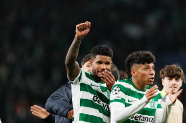 Matheus Reis UEFA Şampiyonlar Ligi maçında Estadio Jose Alvalade 'de (Maciej Rogowski / Ball Raw Images) Sporting CP ve Paris Saint-Germain takımları arasında görüldü.)