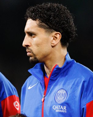 UEFA Şampiyonlar Ligi maçında Estadio Jose Alvalade 'de (Maciej Rogowski / Ball Raw Images) Sporting CP ve Paris Saint-Germain takımları arasında Marquinhos görüldü.)