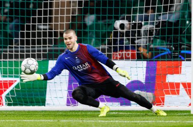 Lucas Chevalier, UEFA Şampiyonlar Ligi maçında Estadio Jose Alvalade 'de (Maciej Rogowski / Ball Raw Images) Sporting CP ve Paris Saint-Germain takımları arasında görüldü.)