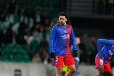 UEFA Şampiyonlar Ligi maçında Estadio Jose Alvalade 'de (Maciej Rogowski / Ball Raw Images) Sporting CP ve Paris Saint-Germain takımları arasında Marquinhos görüldü.)