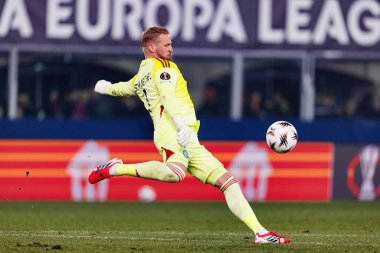 Kasper Schmeichel, Bologna FC ile Celtic FC (Maciej Rogowski / Ball Raw Images) arasındaki UEFA Avrupa Ligi faz maçında görüldü.)
