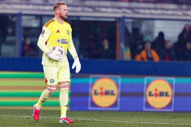 Kasper Schmeichel, Bologna FC ile Celtic FC (Maciej Rogowski / Ball Raw Images) arasındaki UEFA Avrupa Ligi faz maçında görüldü.)