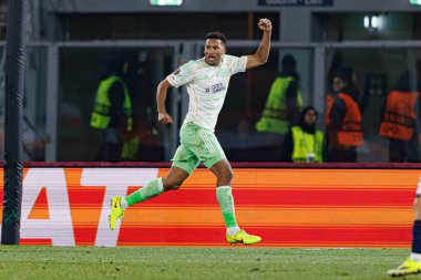 Auston Trusty, Bologna FC ile Celtic FC (Maciej Rogowski / Ball Raw Images) arasındaki UEFA Avrupa Ligi faz maçında gol attıktan sonra kutlama yaparken görüldü.)