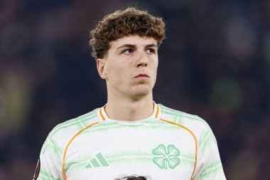 Arne Engels, Bologna FC ile Celtic FC (Maciej Rogowski / Ball Raw Images) arasında oynanan UEFA Avrupa Ligi faz maçında görüldü.)