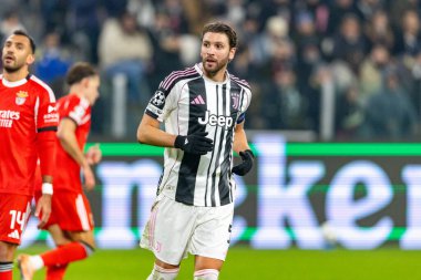 Manuel Locatelli, Juventus FC ve SL Benfica (Maciej Rogowski / Ball Raw Images) arasındaki Şampiyonlar Ligi faz maçında görüldü.)