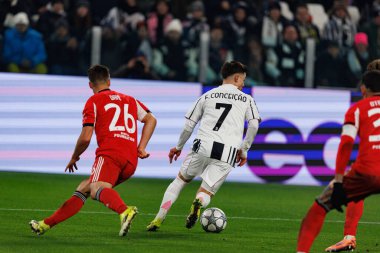 Francisco Conceicao, Juventus FC ve SL Benfica (Maciej Rogowski / Ball Raw Images) arasındaki Şampiyonlar Ligi faz maçında görüldü.)