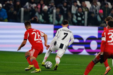Francisco Conceicao, Juventus FC ve SL Benfica (Maciej Rogowski / Ball Raw Images) arasındaki Şampiyonlar Ligi faz maçında görüldü.)