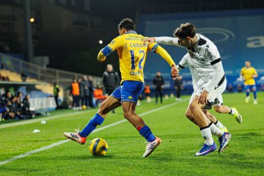 Joao Carvalho, Liga Portekiz maçı sırasında Estoril Praia ve Vitoria SC takımları arasında Estadio Antonio Coimbra da Mota (Maciej Rogowski / Ball Raw Images)