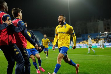 Yanis Begraoui, Liga Portekiz maçında GD Estoril Praia ve Vitoria SC takımları arasında Estadio Antonio Coimbra da Mota (Maciej Rogowski / Ball Raw Images)