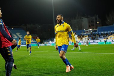 Yanis Begraoui, Liga Portekiz maçında GD Estoril Praia ve Vitoria SC takımları arasında Estadio Antonio Coimbra da Mota (Maciej Rogowski / Ball Raw Images)