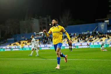 Yanis Begraoui, Liga Portekiz maçında GD Estoril Praia ve Vitoria SC takımları arasında Estadio Antonio Coimbra da Mota (Maciej Rogowski / Ball Raw Images)