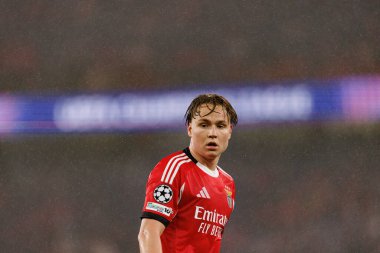 Andreas Schjelderup SL Benfica ve Real Madrid CF (Maciej Rogowski / Ball Raw Images) arasındaki Şampiyonlar Ligi faz maçında görüldü)