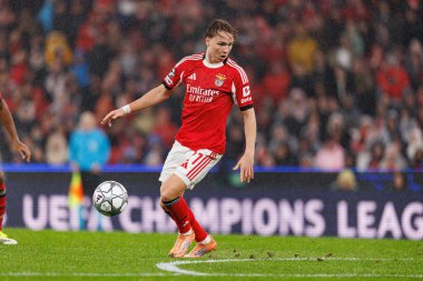 Andreas Schjelderup SL Benfica ve Real Madrid CF (Maciej Rogowski / Ball Raw Images) arasındaki Şampiyonlar Ligi faz maçında görüldü)