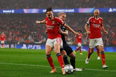 Andreas Schjelderup ve Franco Mastantuono SL Benfica ve Real Madrid CF (Maciej Rogowski / Ball Raw Images) arasındaki Şampiyonlar Ligi faz maçında)