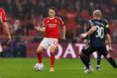 Andreas Schjelderup SL Benfica ve Real Madrid CF (Maciej Rogowski / Ball Raw Images) arasındaki Şampiyonlar Ligi faz maçında görüldü)
