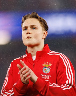 Andreas Schjelderup SL Benfica ve Real Madrid CF (Maciej Rogowski / Ball Raw Images) arasındaki Şampiyonlar Ligi faz maçında görüldü)