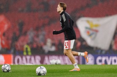 Andreas Schjelderup SL Benfica ve Real Madrid CF (Maciej Rogowski / Ball Raw Images) arasındaki Şampiyonlar Ligi faz maçında görüldü)