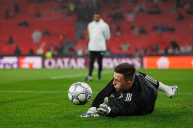 Anatoliy Trubin SL Benfica ve Real Madrid CF (Maciej Rogowski / Ball Raw Images) arasındaki Şampiyonlar Ligi faz maçında görüldü)