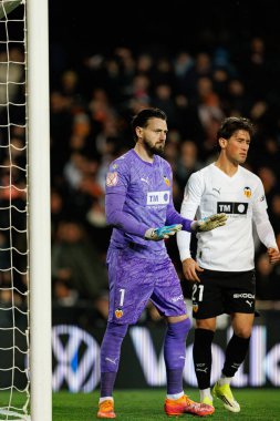 Çalınan Dimitrievski, Copa Del Rey 'in Valencia CF ve Athletic Club (Maciej Rogowski / Ball Raw Images) takımları arasındaki çeyrek final maçında tasarruf penaltısı gördü.)