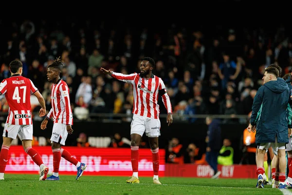 Inaki Williams, Copa Del Rey çeyrek final maçında Valencia CF ve Athletic Club (Maciej Rogowski / Ball Raw Images) takımları arasında gol attıktan sonra kutlama yaparken görüldü.)