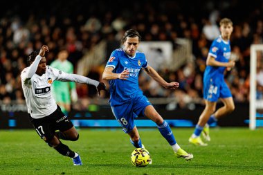 Largie Ramazani and Alvaro Carreras  seen during LaLiga EA Sports game between teams of Valencia CF and Real Madrid CF (Maciej Rogowski/Ball Raw Images)