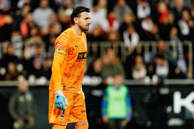 Stole Dimitrievski  seen during LaLiga EA Sports game between teams of Valencia CF and Real Madrid CF (Maciej Rogowski/Ball Raw Images)