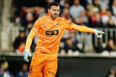 Stole Dimitrievski  seen during LaLiga EA Sports game between teams of Valencia CF and Real Madrid CF (Maciej Rogowski/Ball Raw Images)