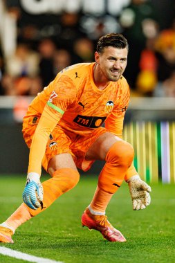 Stole Dimitrievski  seen during LaLiga EA Sports game between teams of Valencia CF and Real Madrid CF (Maciej Rogowski/Ball Raw Images)