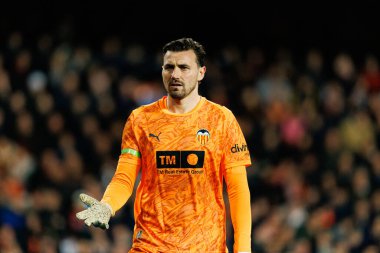 Stole Dimitrievski  seen during LaLiga EA Sports game between teams of Valencia CF and Real Madrid CF (Maciej Rogowski/Ball Raw Images)